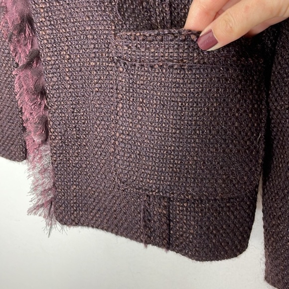 IRIS eggplant tweed fringe blazer - Picture 4 of 10
